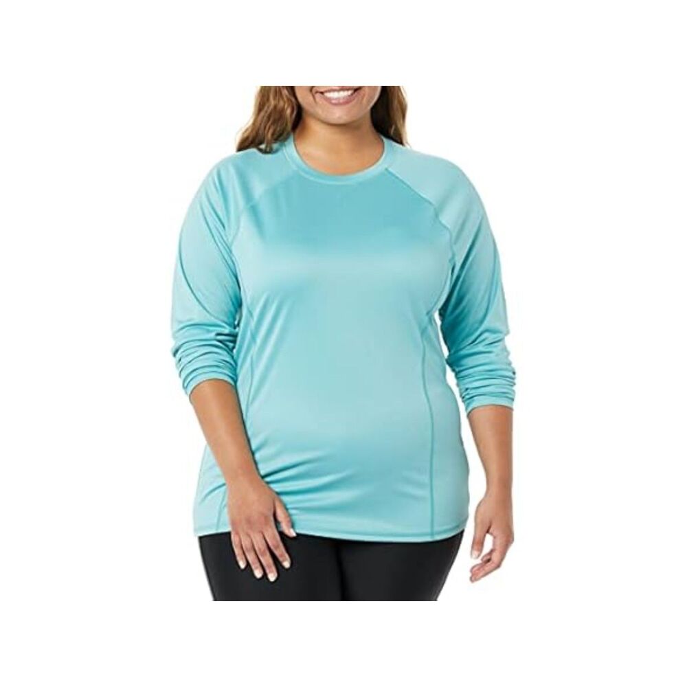 Amazon Essentials Womens Long Sleeve Rash Guard- mint- XL